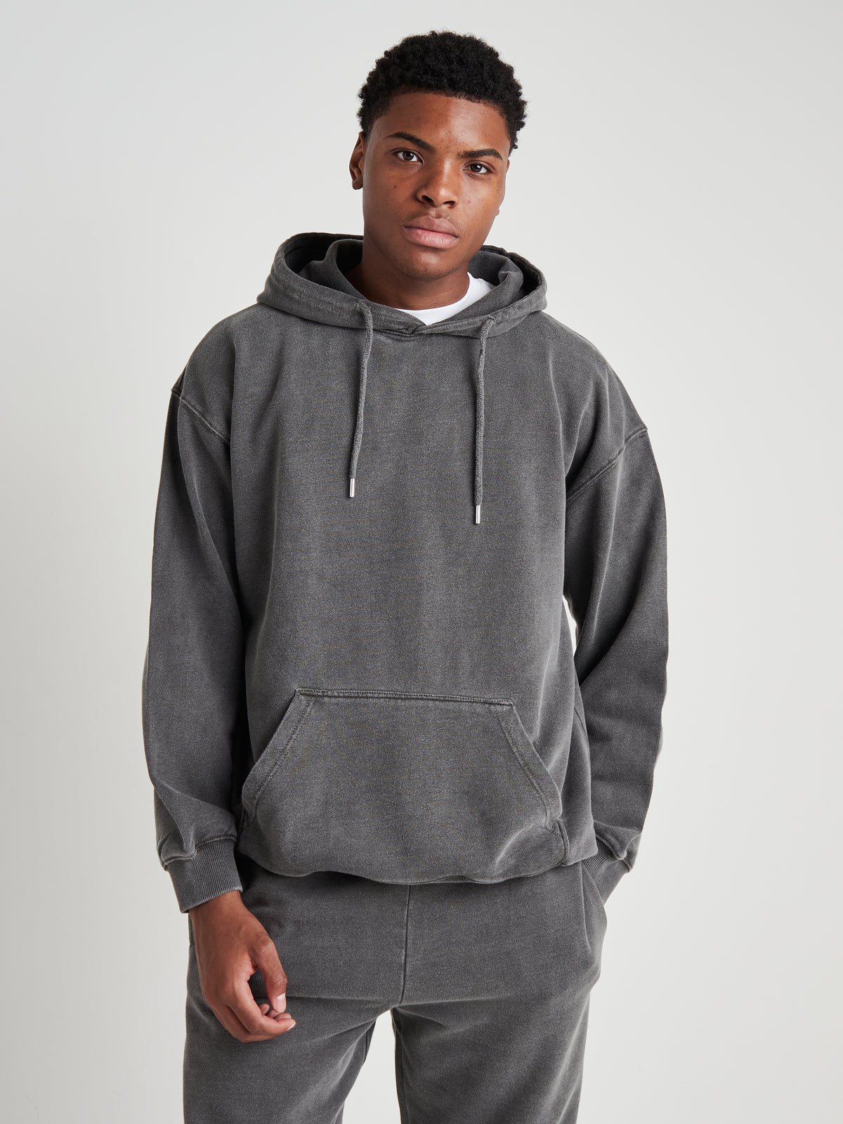Relaxed Washed Pullover Hoodie - Vintage Charcoal Wash-2