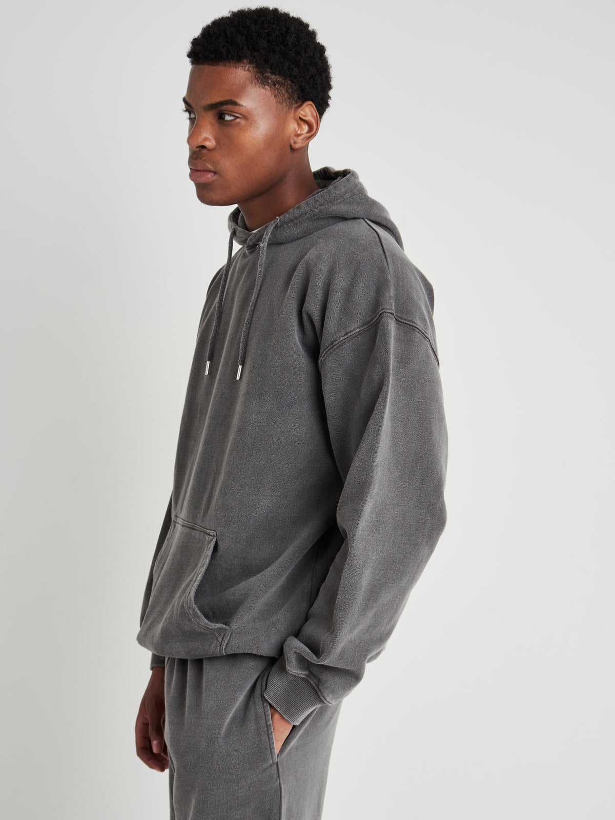 Relaxed Washed Pullover Hoodie - Vintage Charcoal Wash-7
