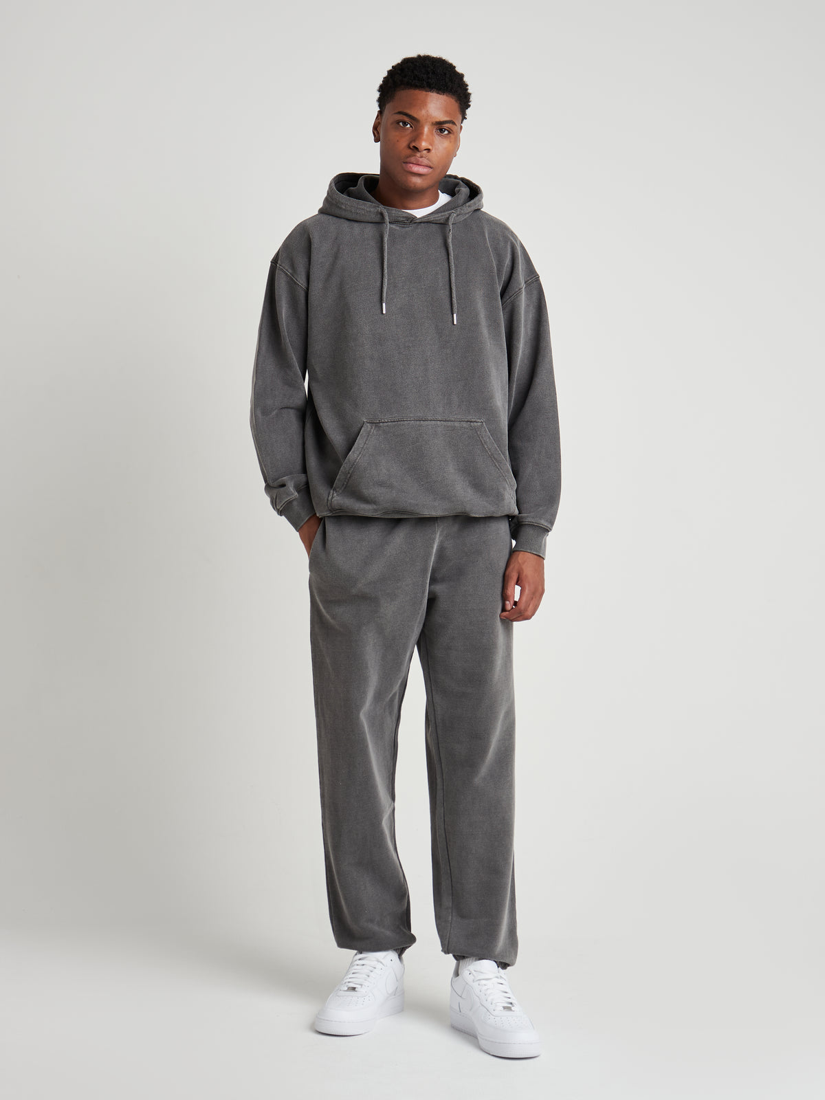 Relaxed Washed Pullover Hoodie - Vintage Charcoal Wash-4