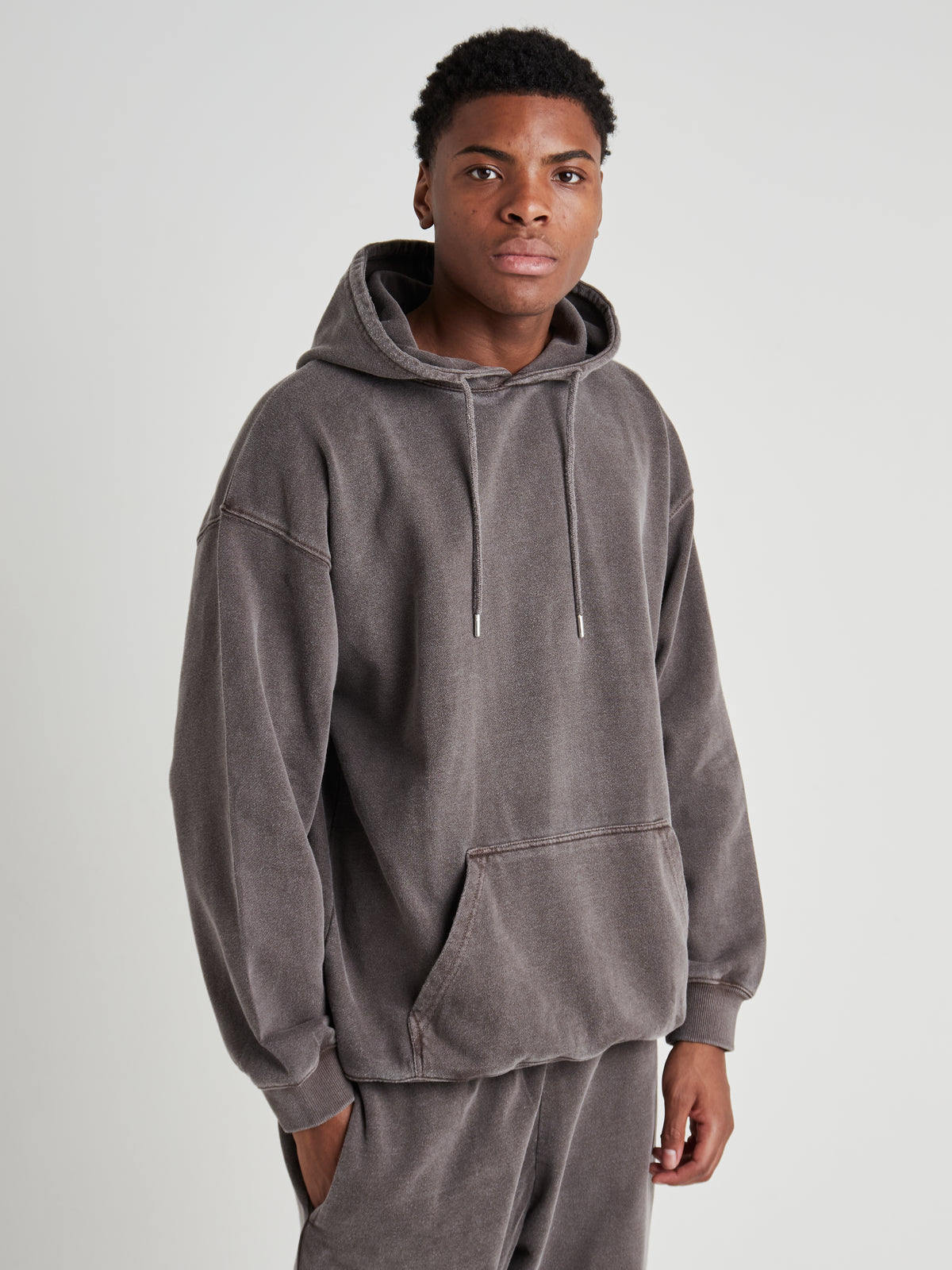 Relaxed Washed Pullover Hoodie - Espresso Brown Wash-3