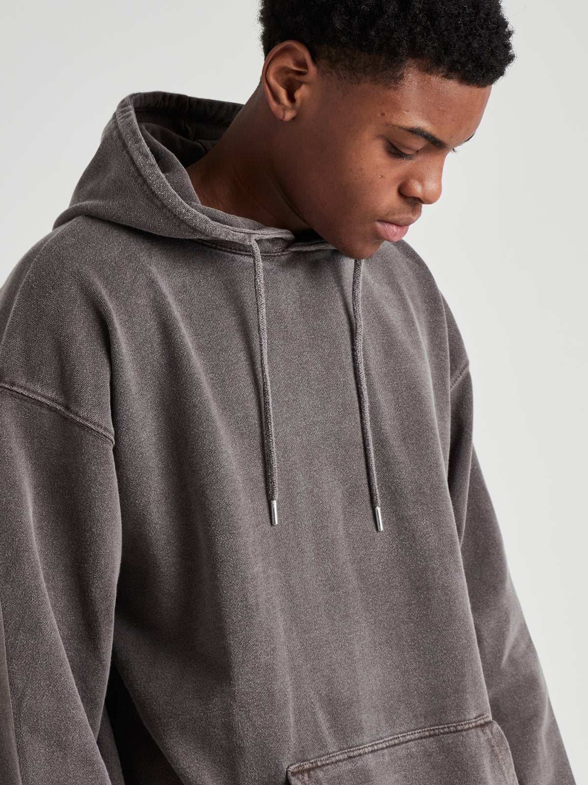 Relaxed Washed Pullover Hoodie - Espresso Brown Wash-2