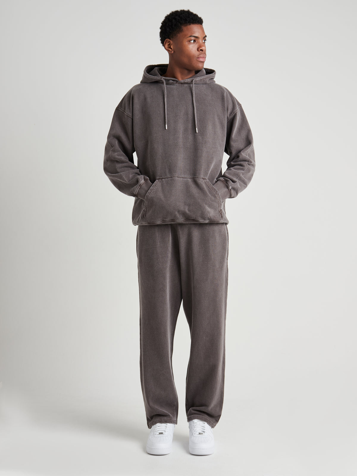Relaxed Washed Pullover Hoodie - Espresso Brown Wash-9
