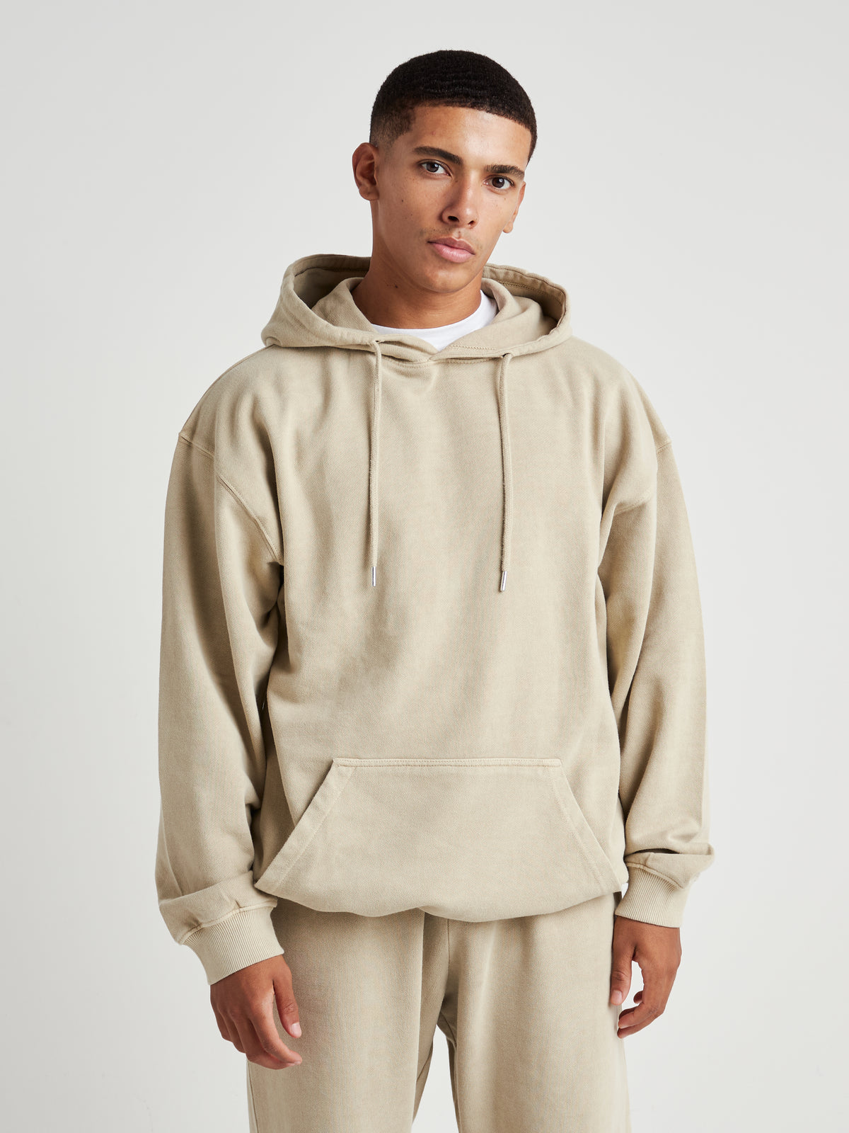 Relaxed Washed Pullover Hoodie - Natural Khaki Wash-5
