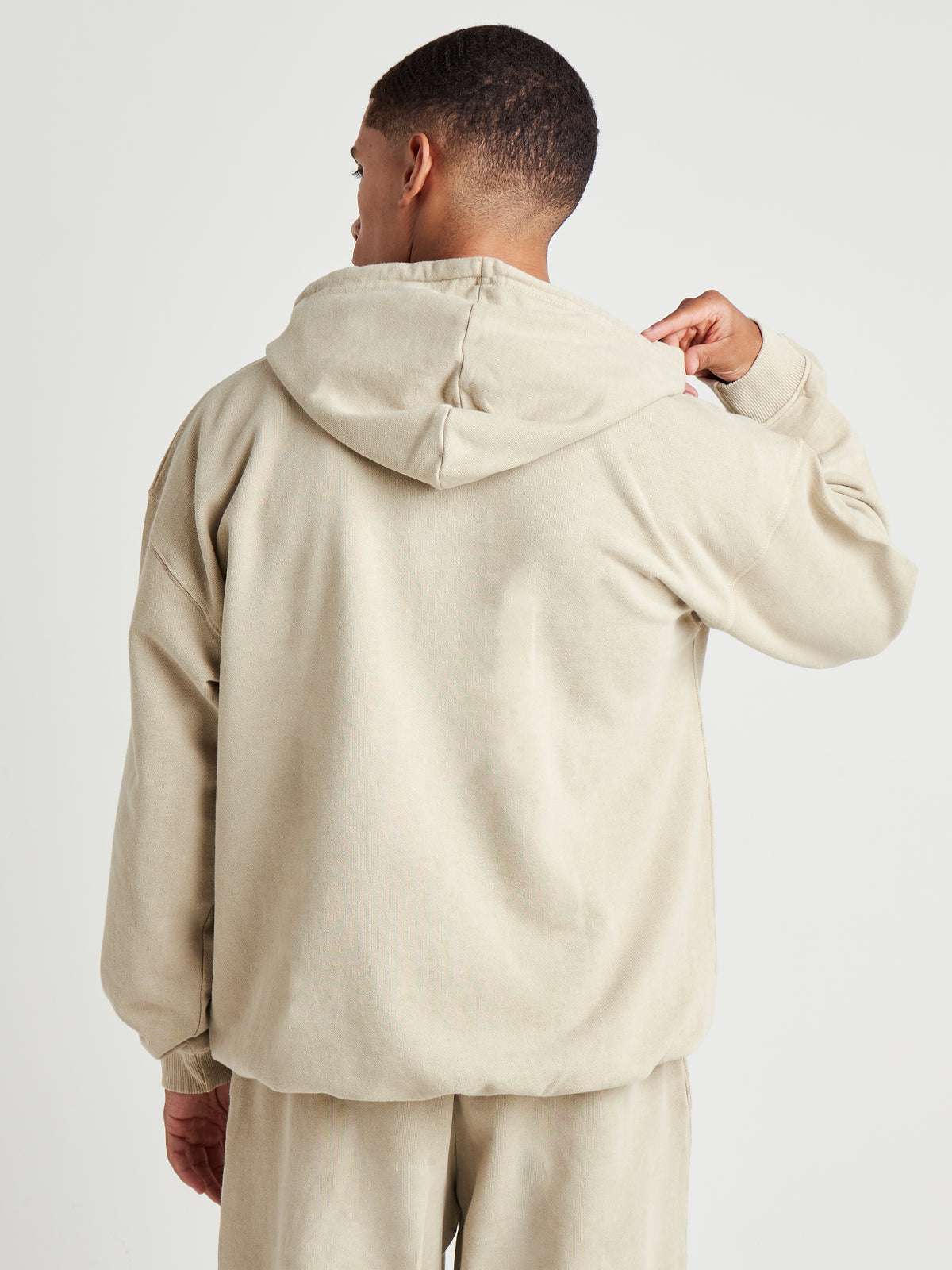 Relaxed Washed Pullover Hoodie - Natural Khaki Wash-6