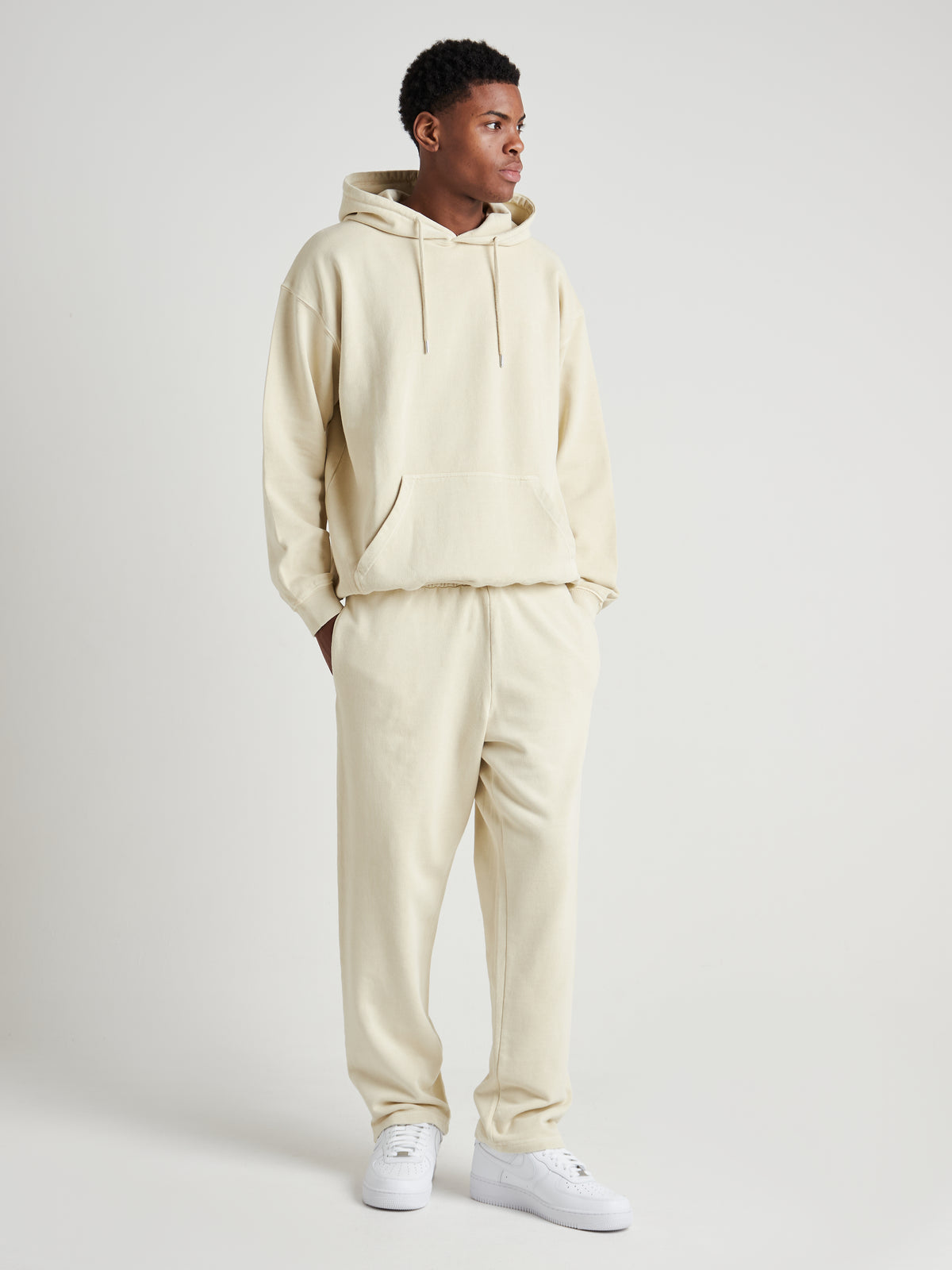 Relaxed Washed Pullover Hoodie - Cream Pearl Wash-8