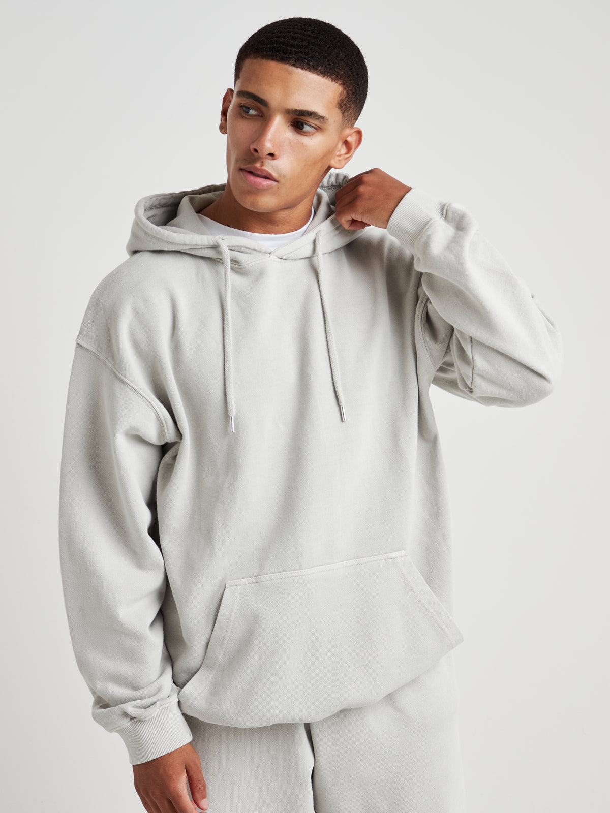 Relaxed Washed Pullover Hoodie - Silver Birch Wash-2