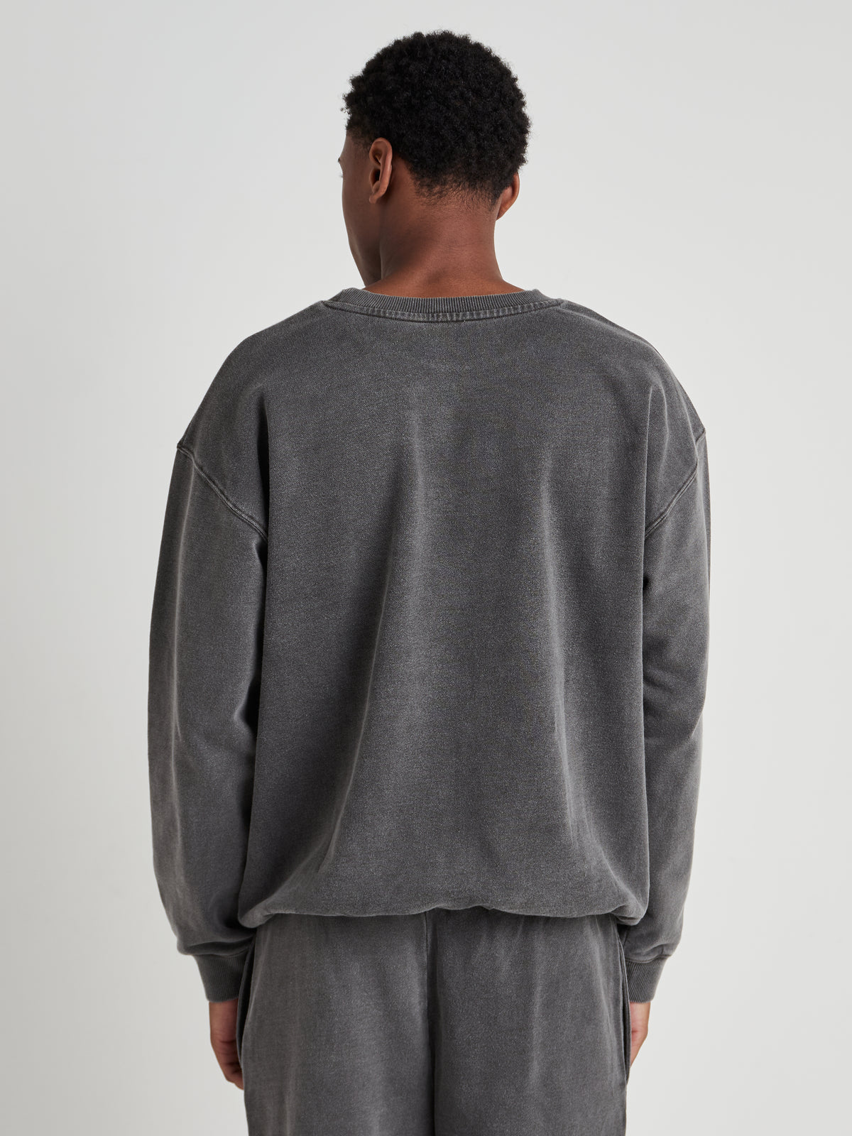 Washed Crew Neck Sweatshirt - Vintage Charcoal Wash-5