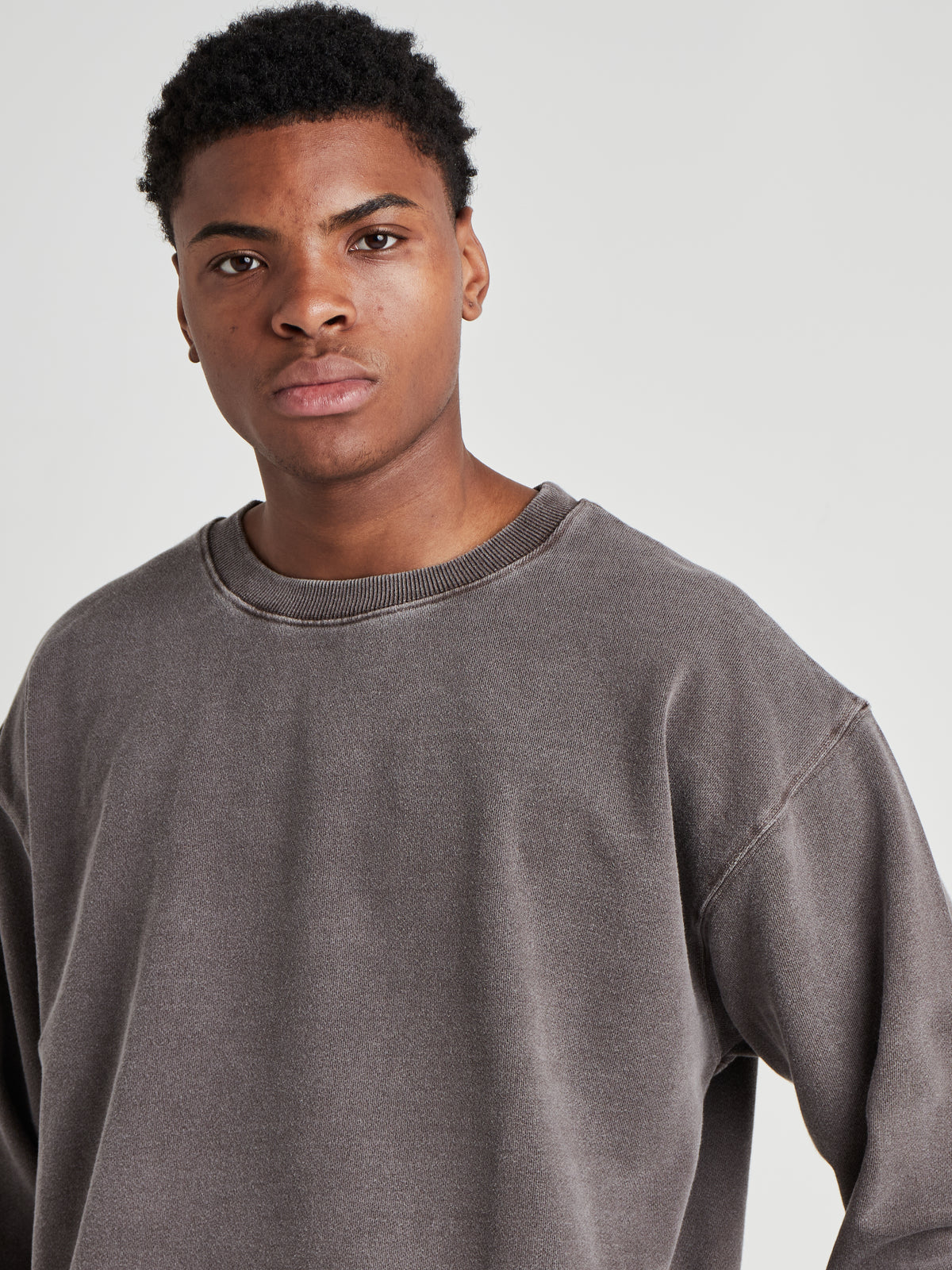 Washed Crew Neck Sweatshirt - Espresso Brown Wash-3