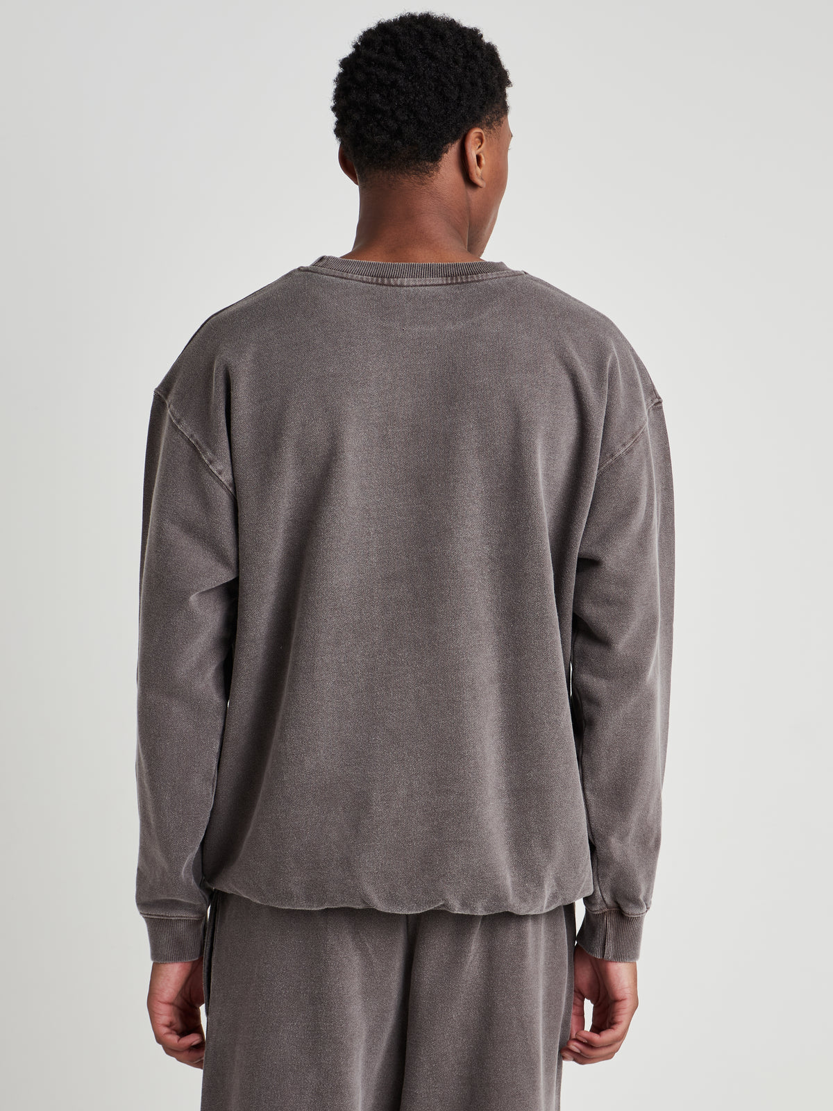 Washed Crew Neck Sweatshirt - Espresso Brown Wash-7