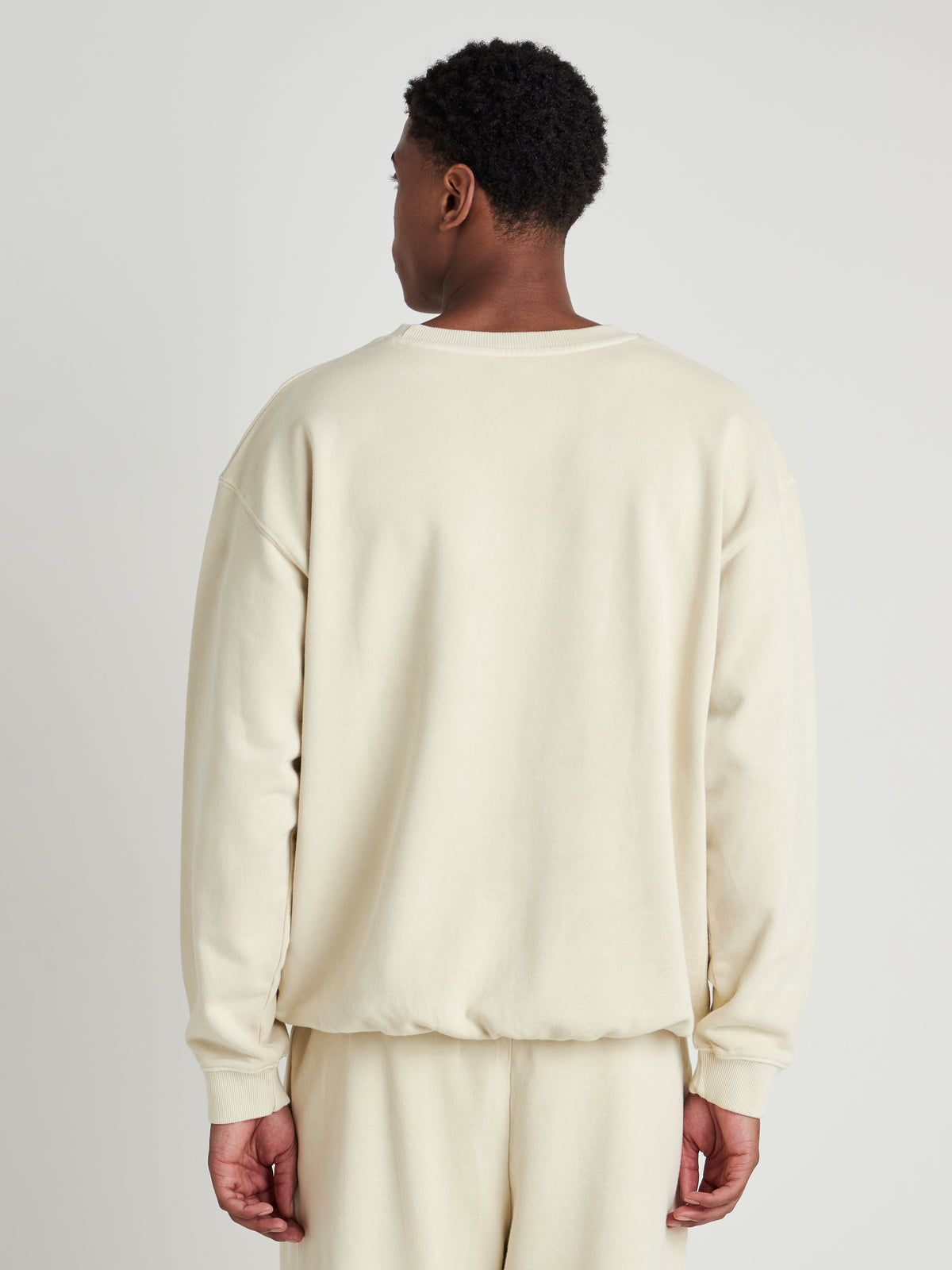 Washed Crew Neck Sweatshirt - Cream Pearl Wash-7