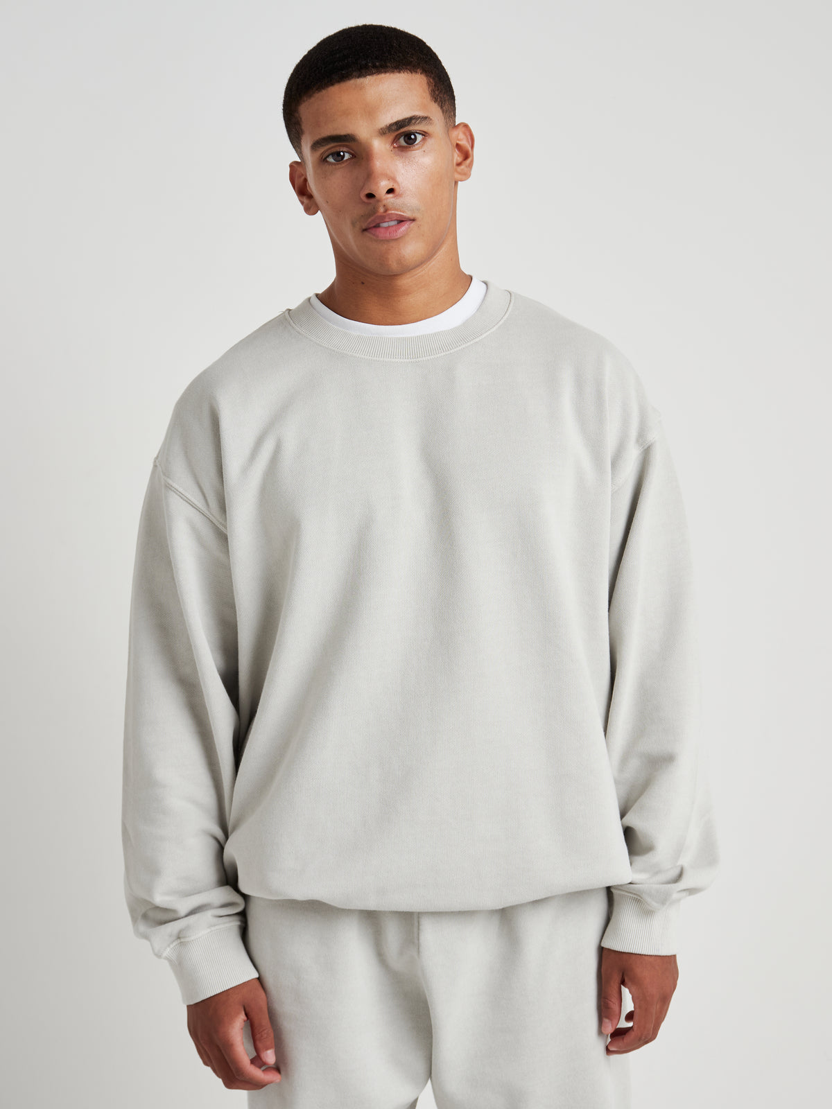 Washed Crew Neck Sweatshirt - Silver Birch Wash-6