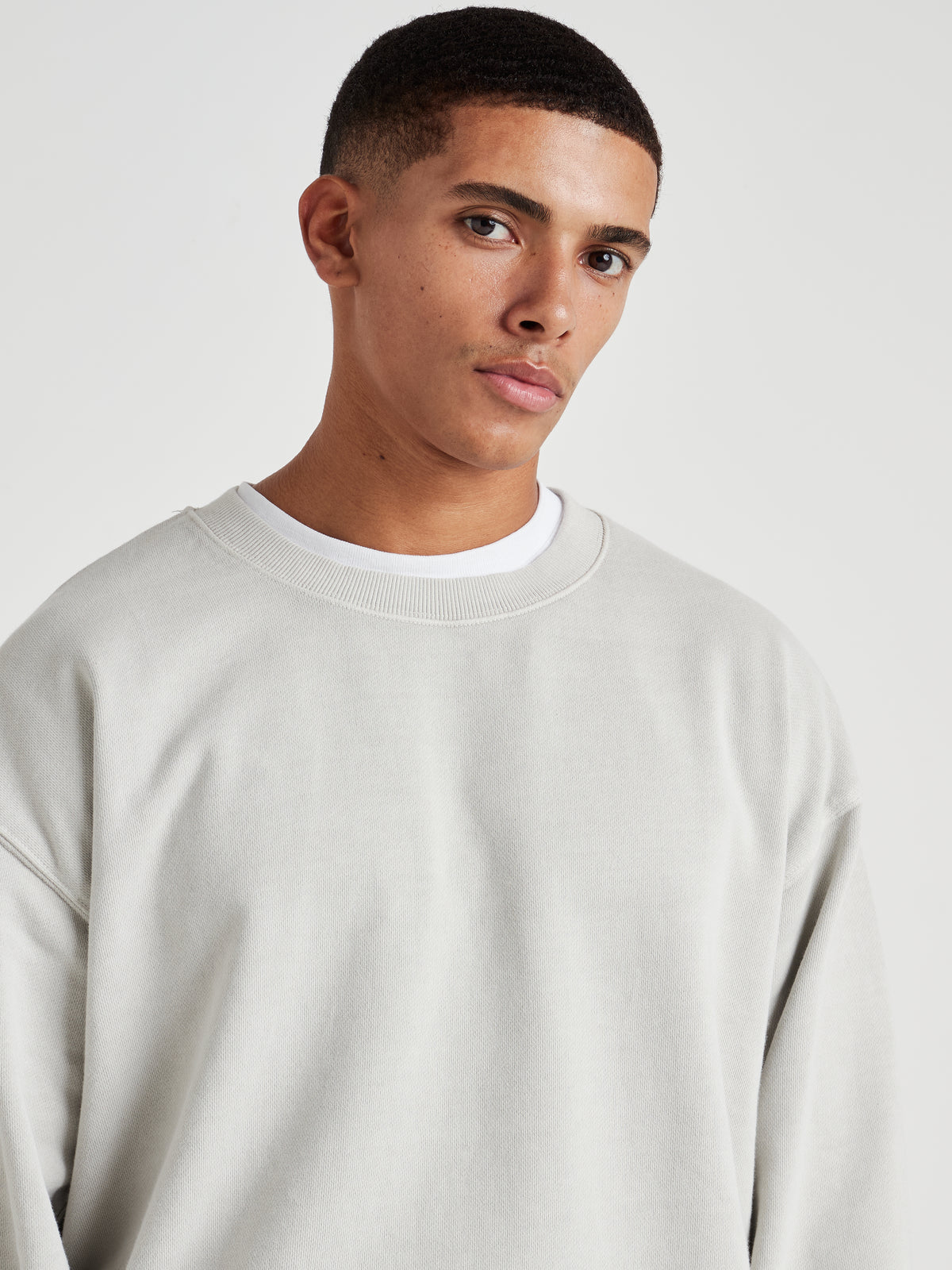 Washed Crew Neck Sweatshirt - Silver Birch Wash-4