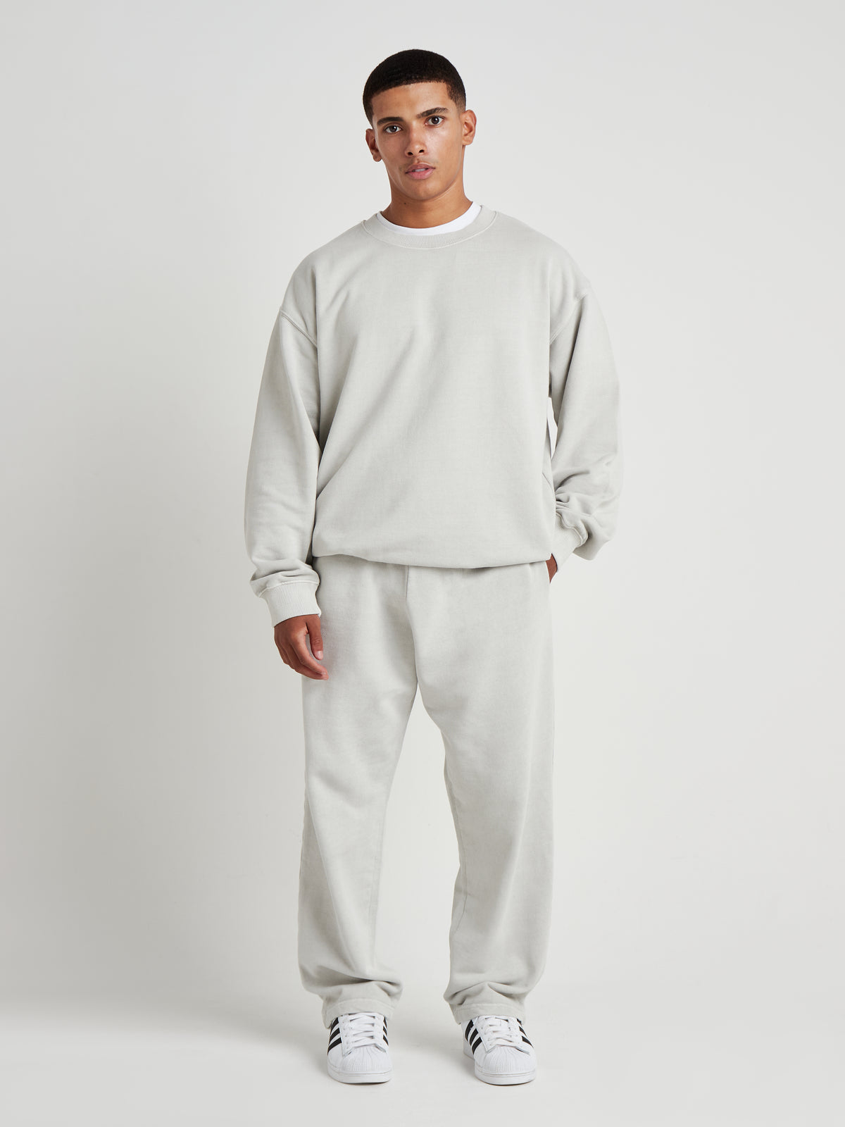 Washed Crew Neck Sweatshirt - Silver Birch Wash-10