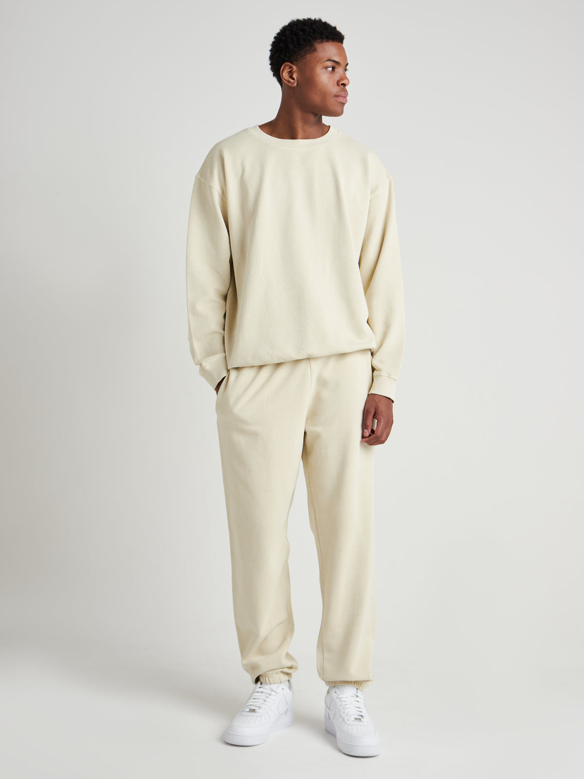 Relaxed Sculpted Cuff Jogger - Cream Pearl Wash-5