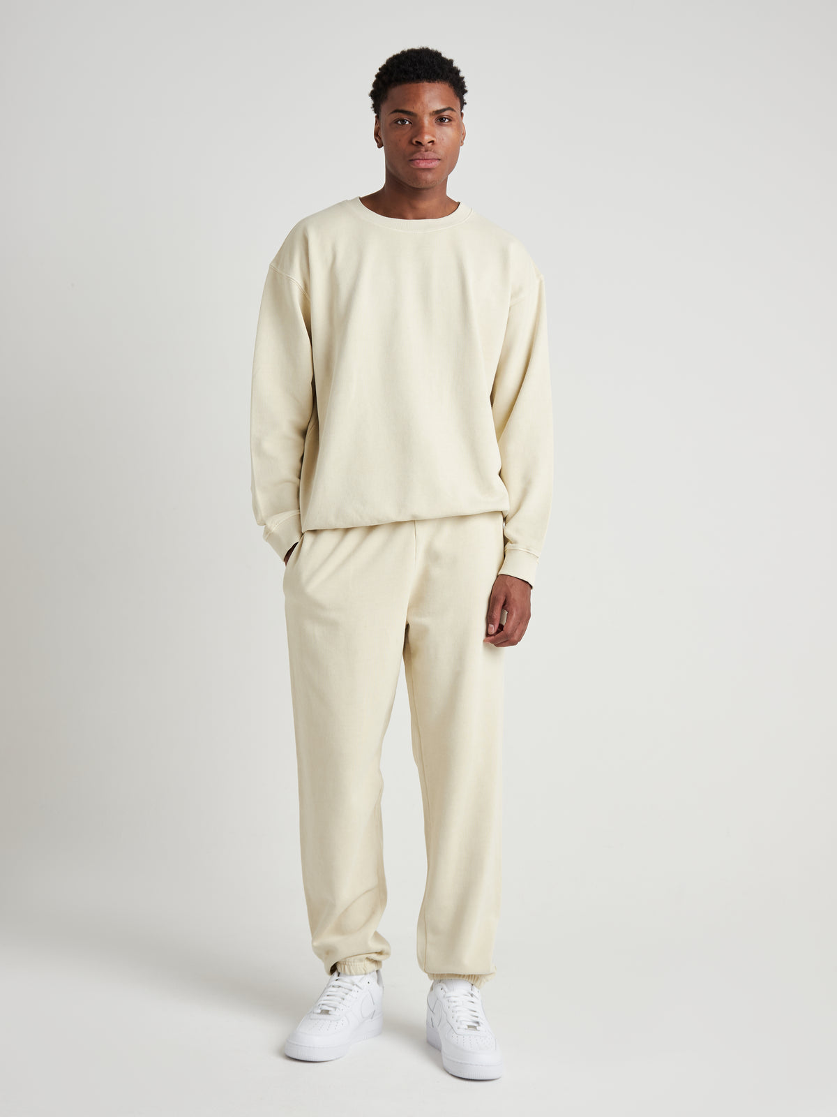 Relaxed Sculpted Cuff Jogger - Cream Pearl Wash