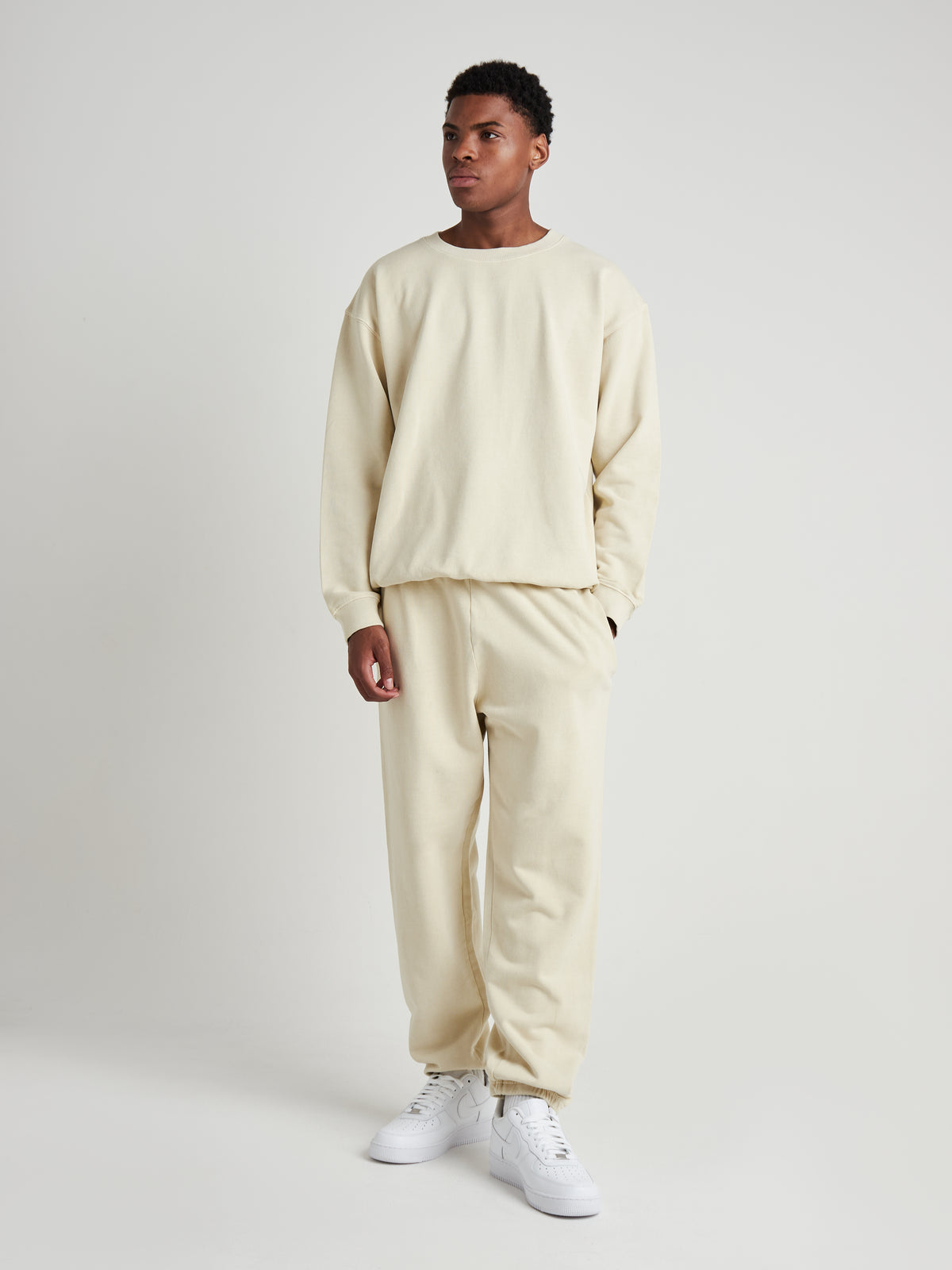 Relaxed Sculpted Cuff Jogger - Cream Pearl Wash-4