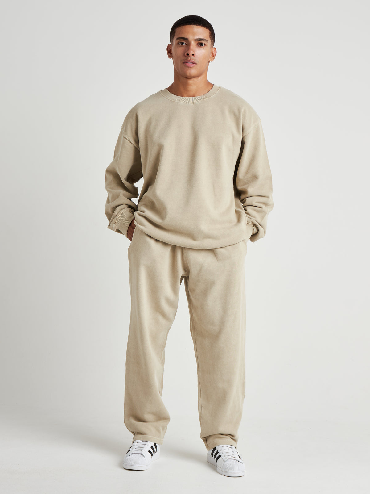 Tailored Straight-Leg Joggers - Natural Khaki Wash