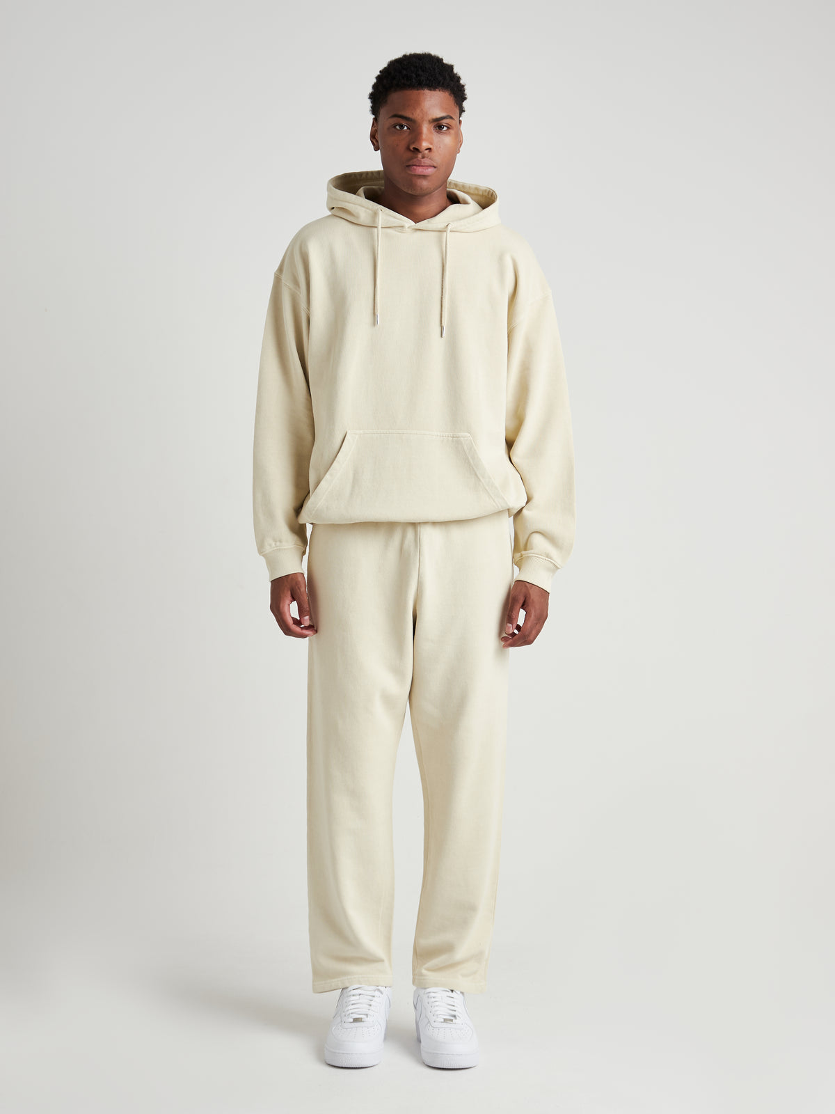 Tailored Straight-Leg Joggers - Cream Pearl Wash-2