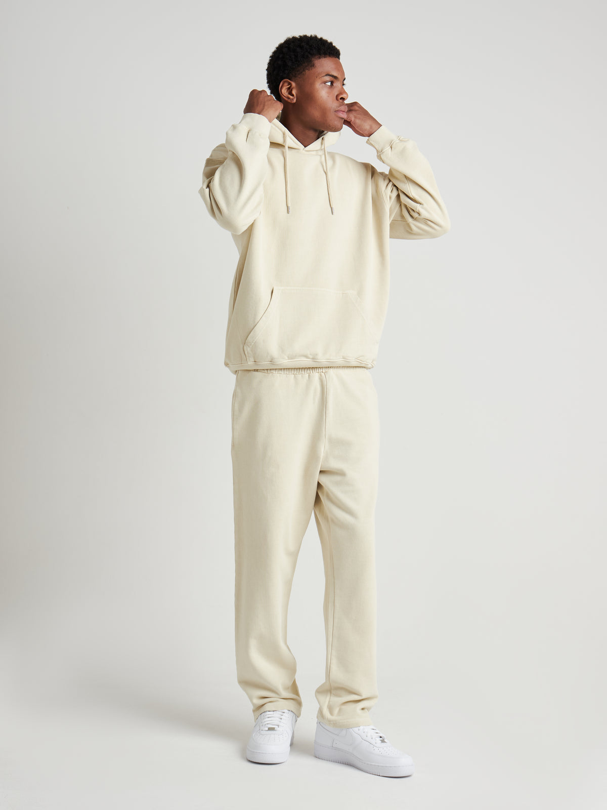 Tailored Straight-Leg Joggers - Cream Pearl Wash-4