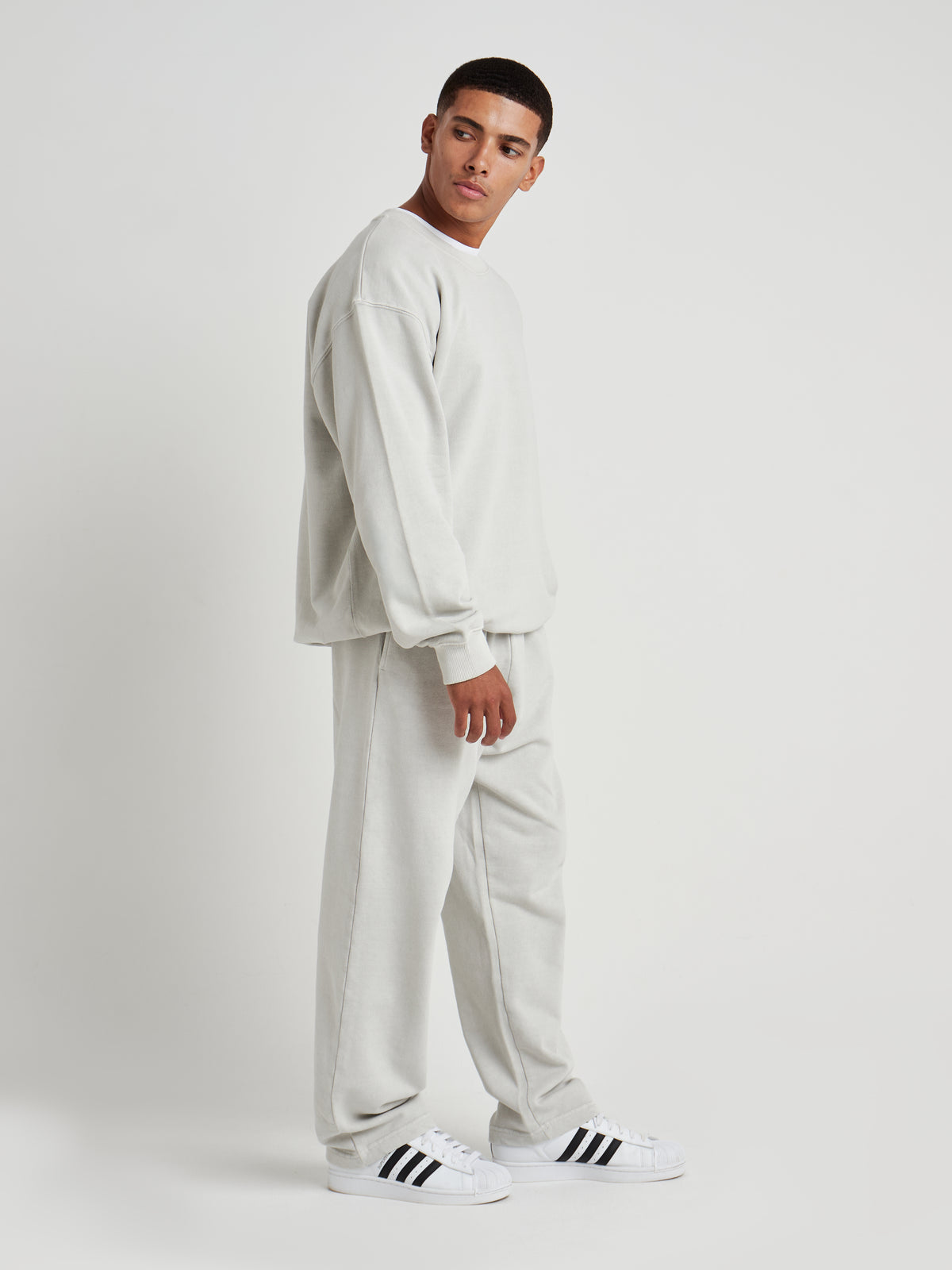 Tailored Straight-Leg Joggers - Silver Birch Wash-2
