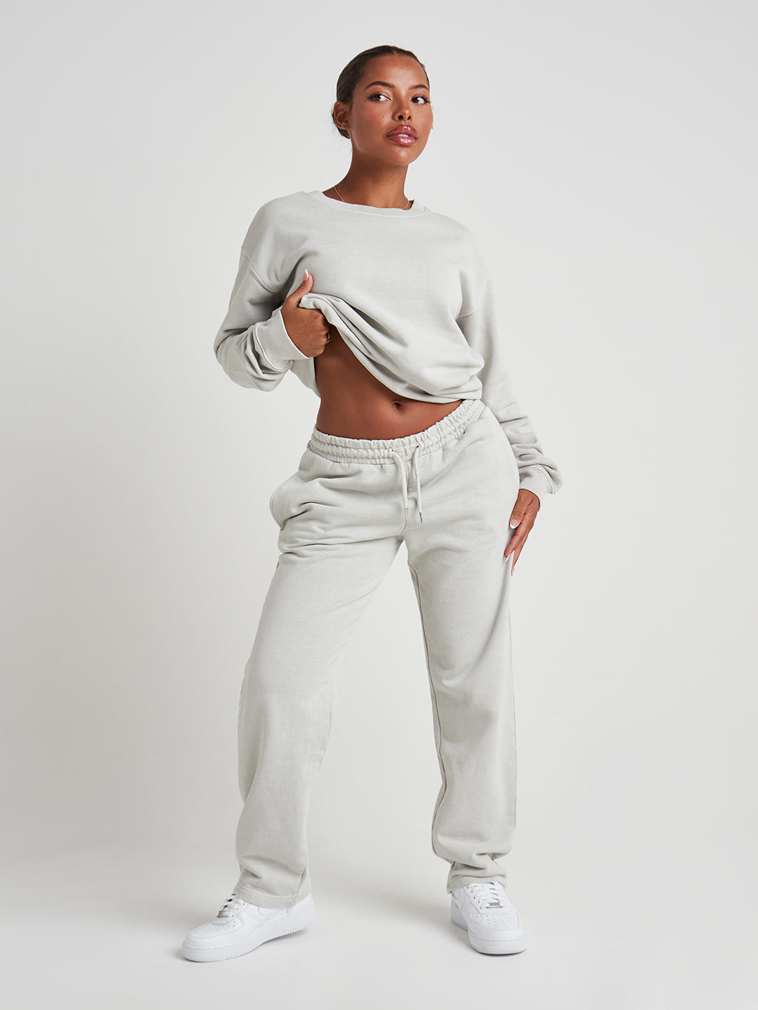 Tailored Straight-Leg Joggers - Silver Birch Wash