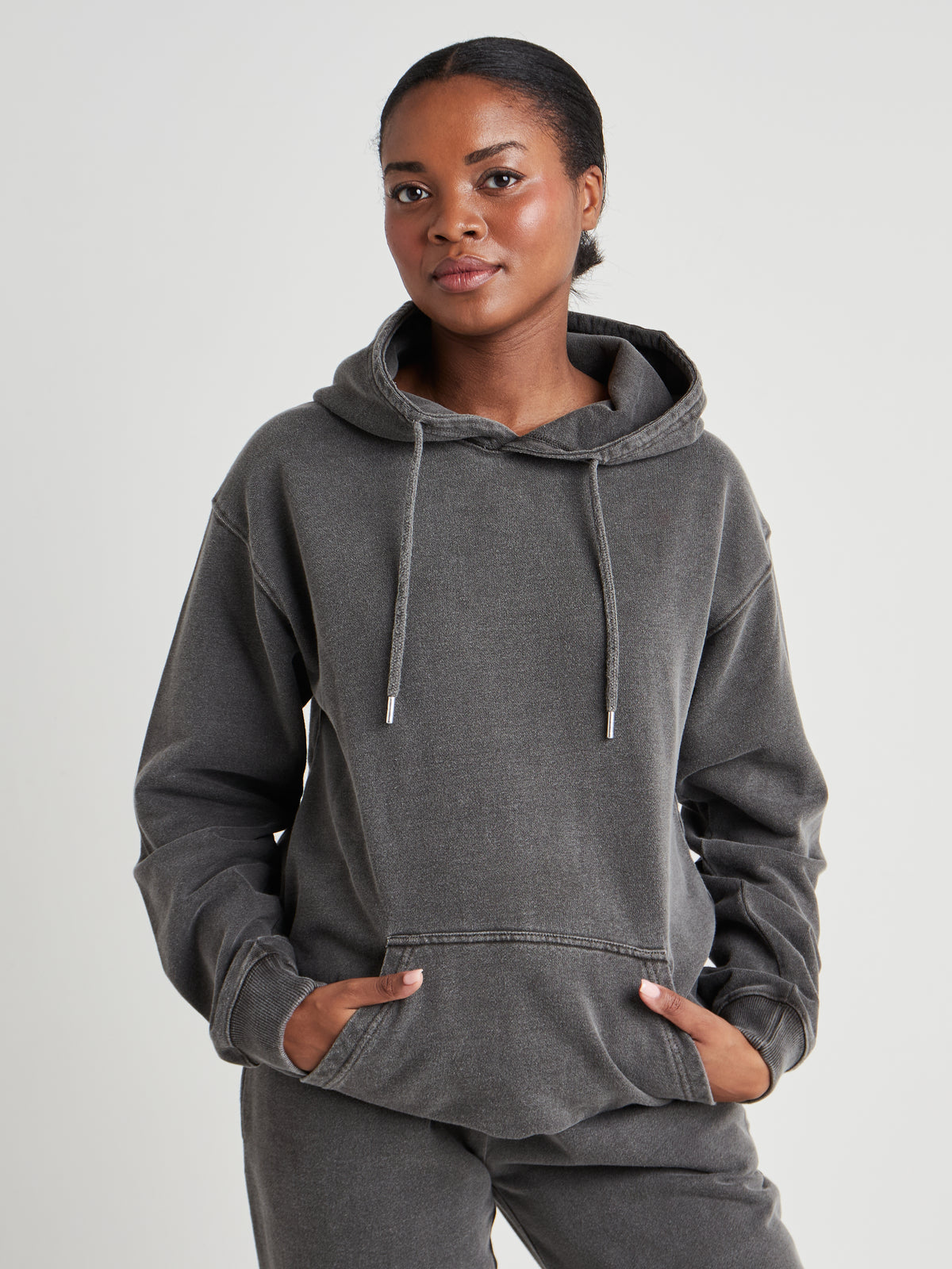 Relaxed Washed Pullover Hoodie - Vintage Charcoal Wash-8