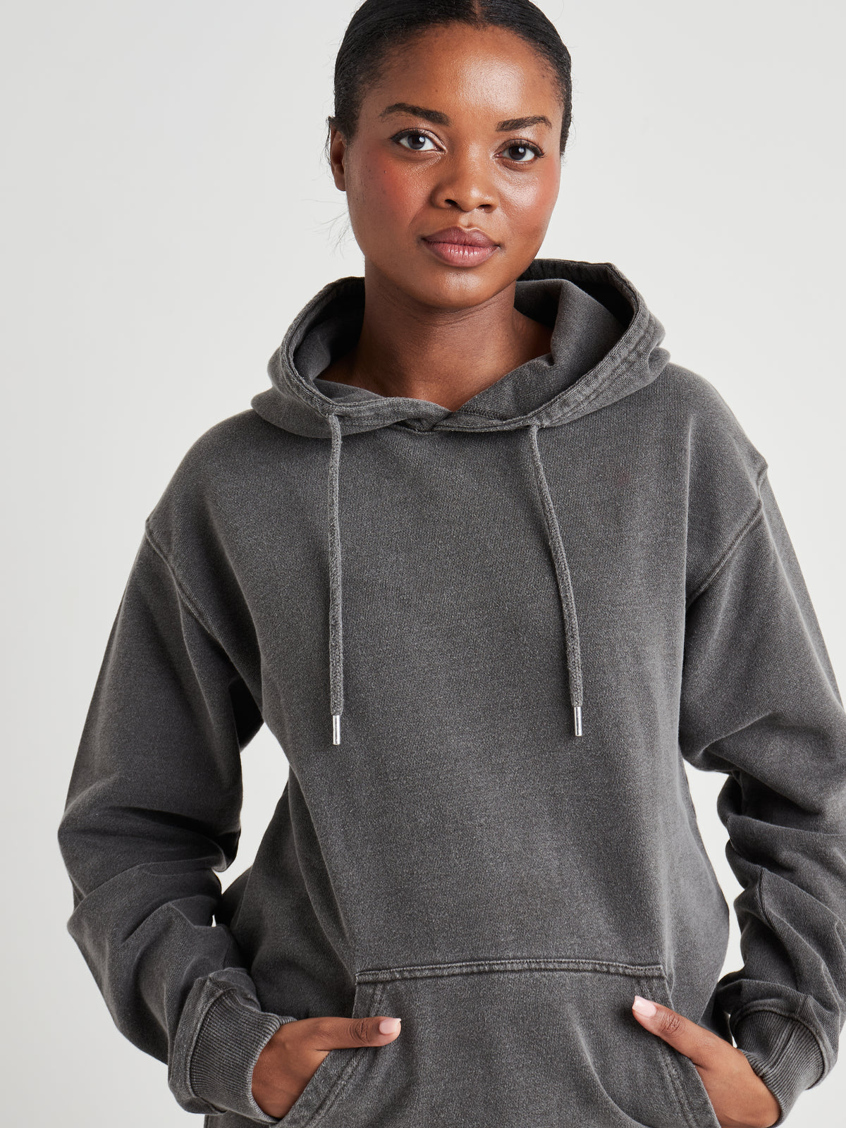 Relaxed Washed Pullover Hoodie - Vintage Charcoal Wash-3