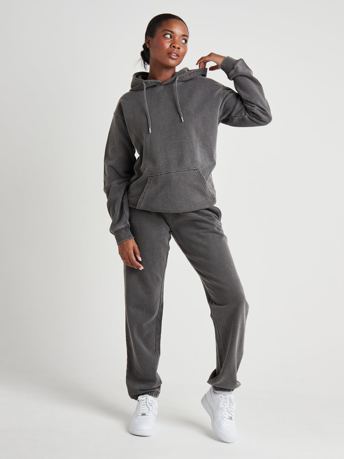 Relaxed Washed Pullover Hoodie - Vintage Charcoal Wash-5