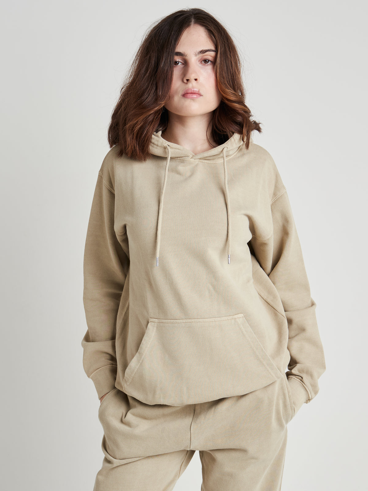 Relaxed Washed Pullover Hoodie - Natural Khaki Wash-4