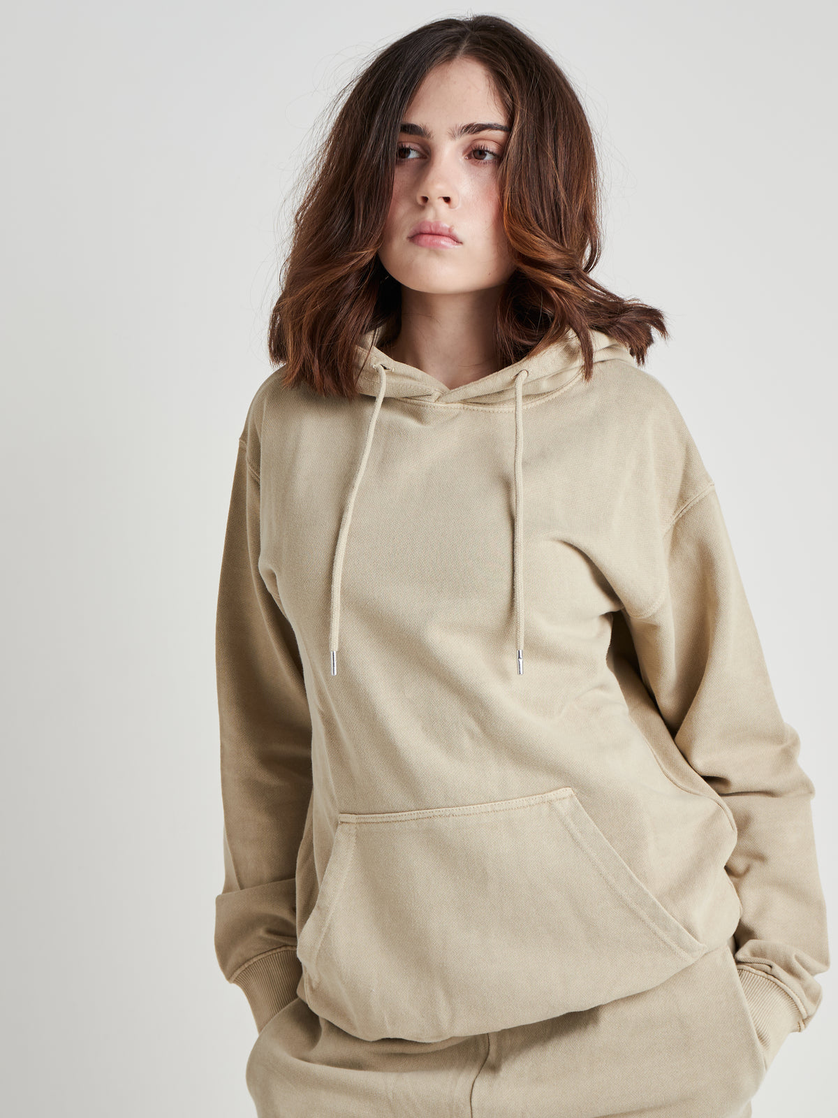 Relaxed Washed Pullover Hoodie - Natural Khaki Wash-2