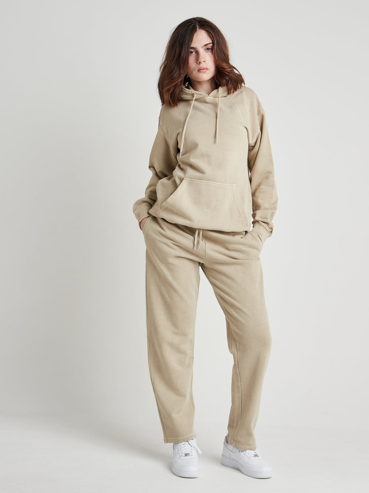 Relaxed Washed Pullover Hoodie - Natural Khaki Wash-9