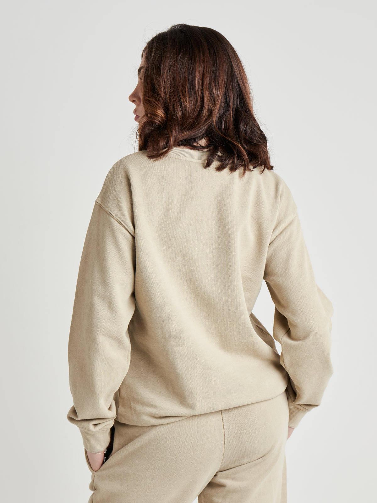 Washed Crew Neck Sweatshirt - Natural Khaki Wash-8
