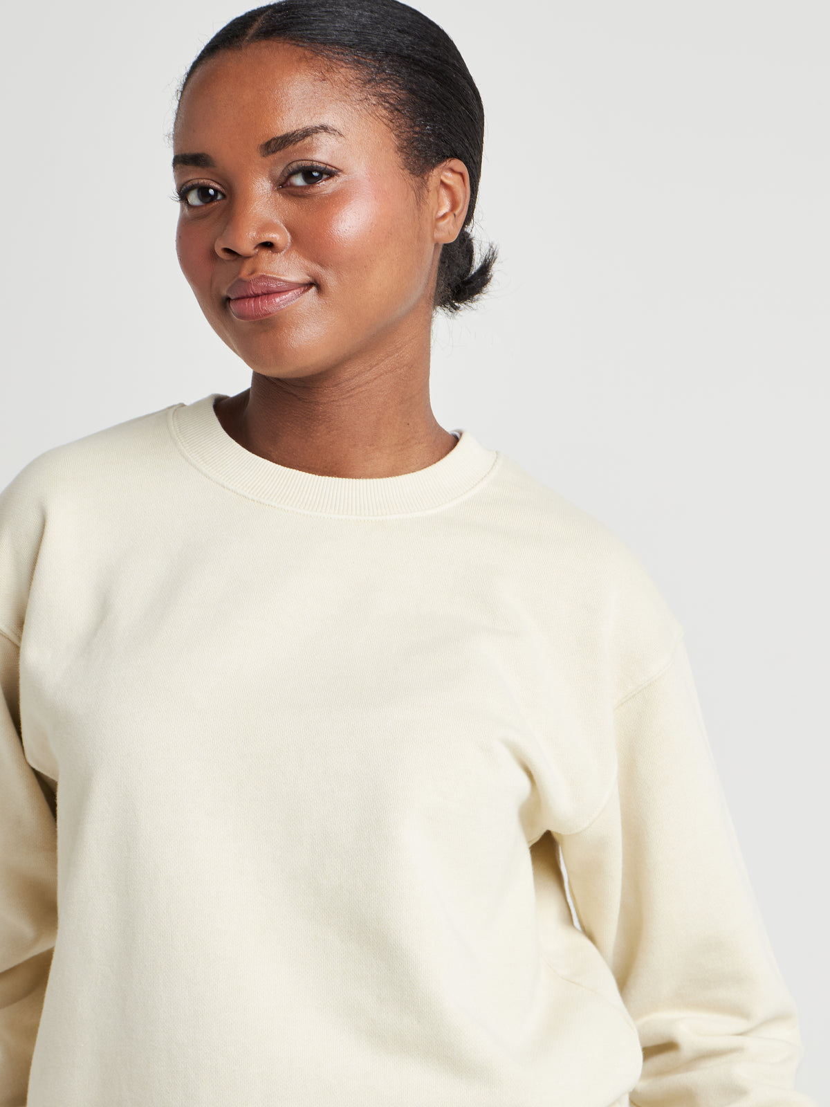 Washed Crew Neck Sweatshirt - Cream Pearl Wash-2