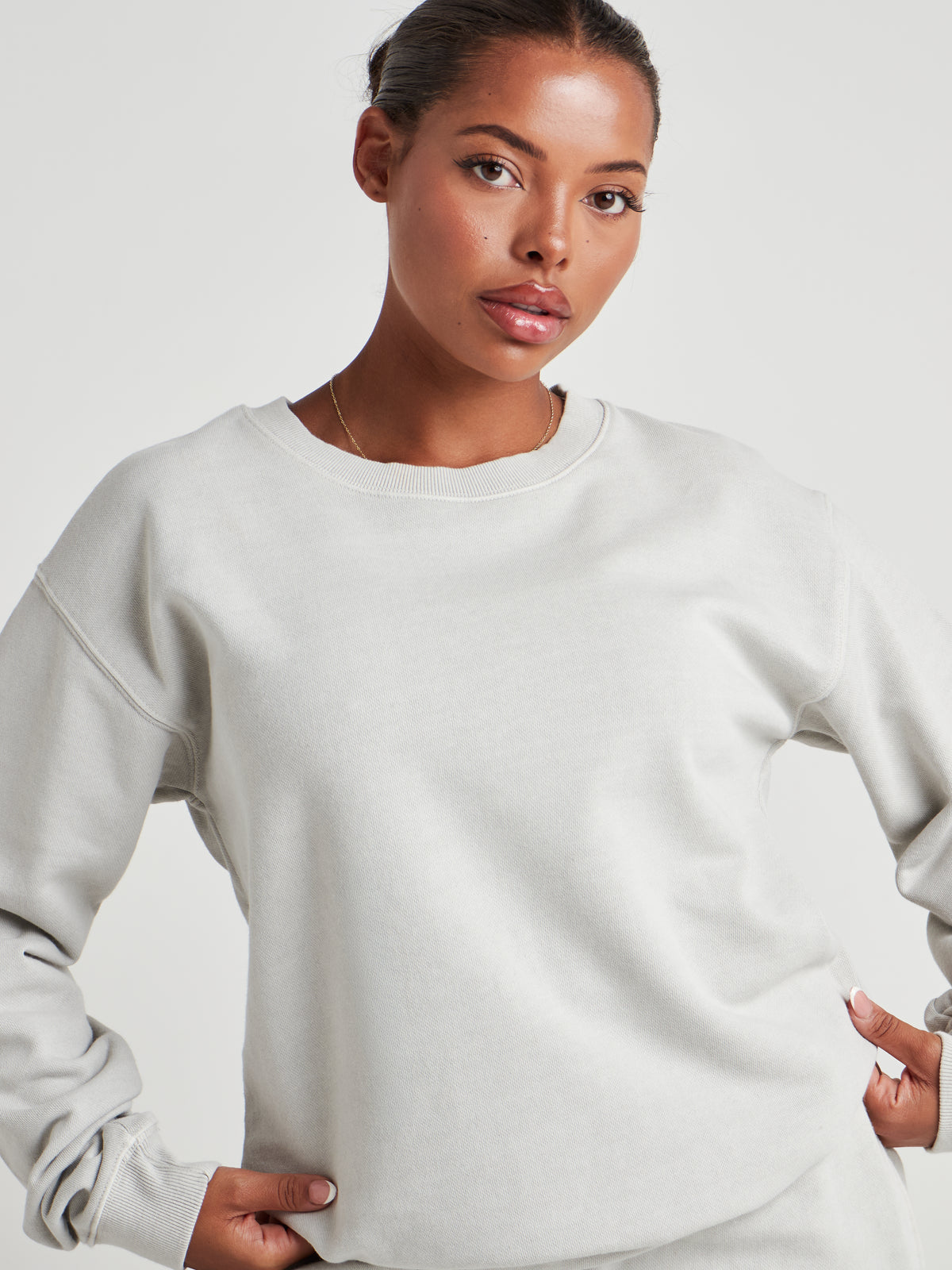 Washed Crew Neck Sweatshirt - Silver Birch Wash