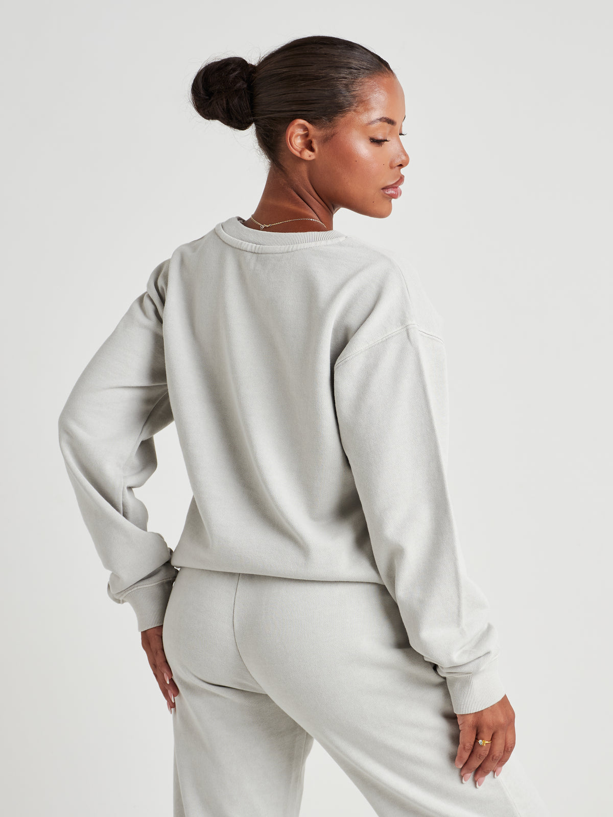 Washed Crew Neck Sweatshirt - Silver Birch Wash-7
