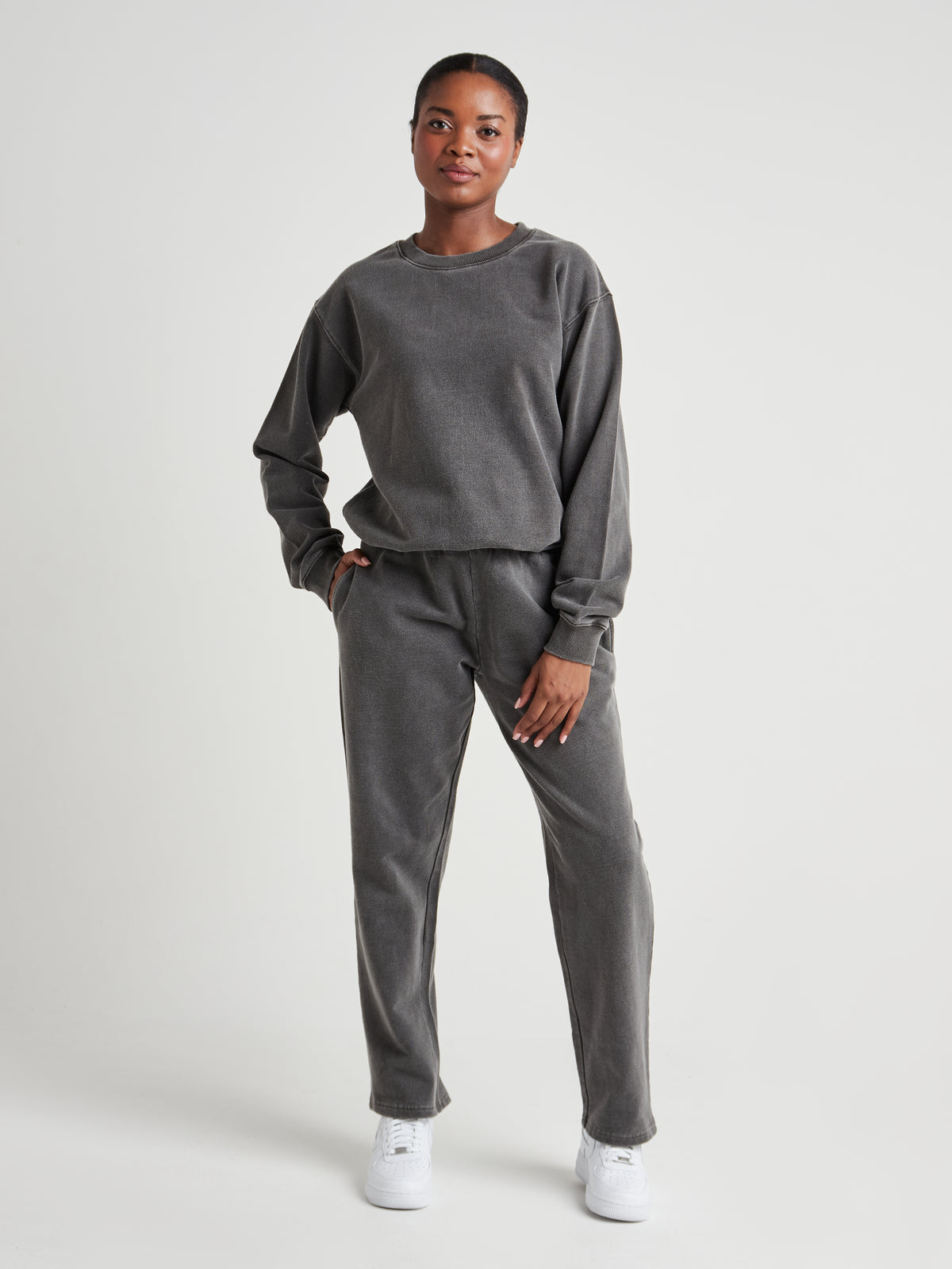 Tailored Straight-Leg Joggers - Vintage Charcoal Wash-2