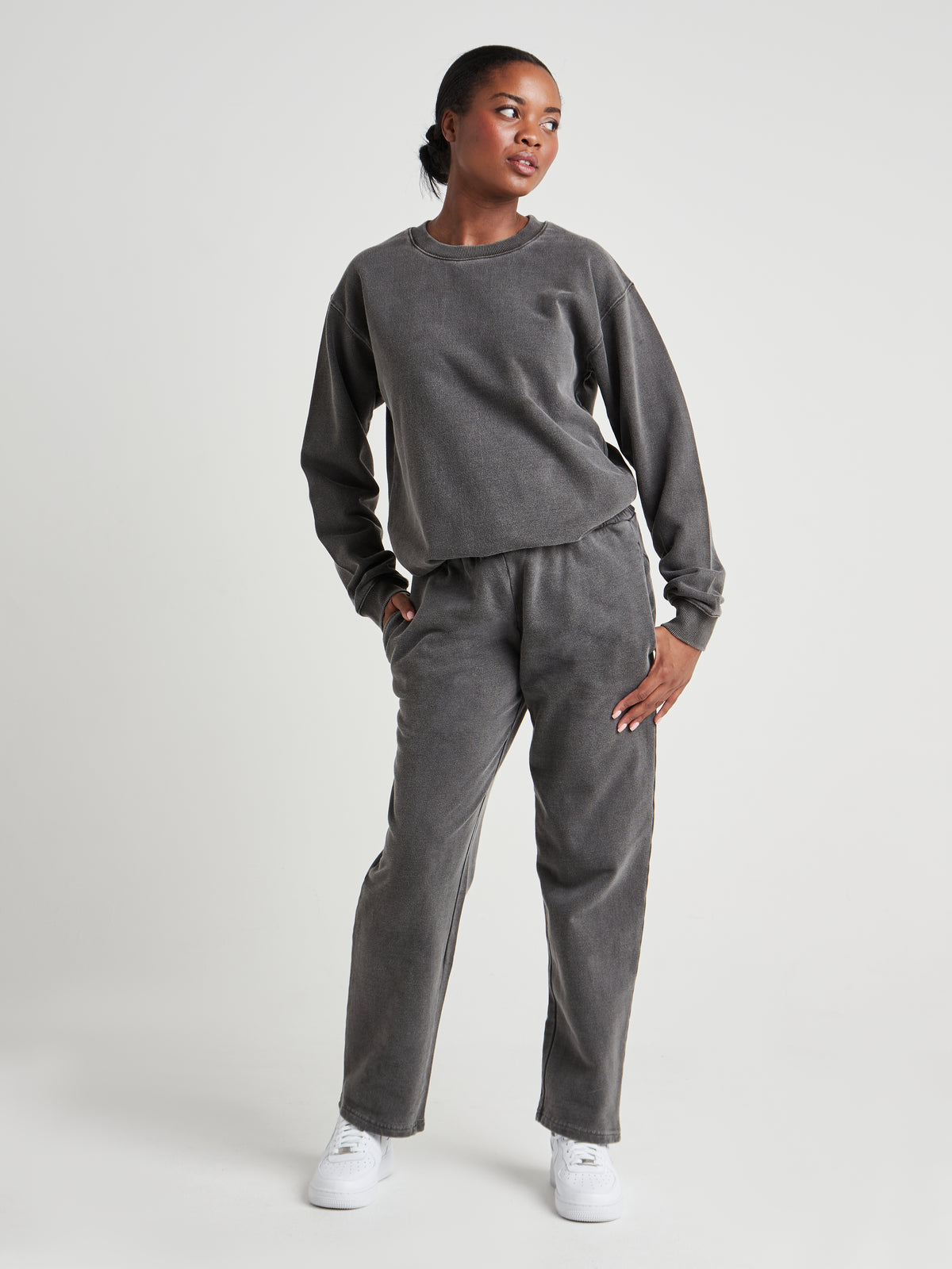 Tailored Straight-Leg Joggers - Vintage Charcoal Wash-5