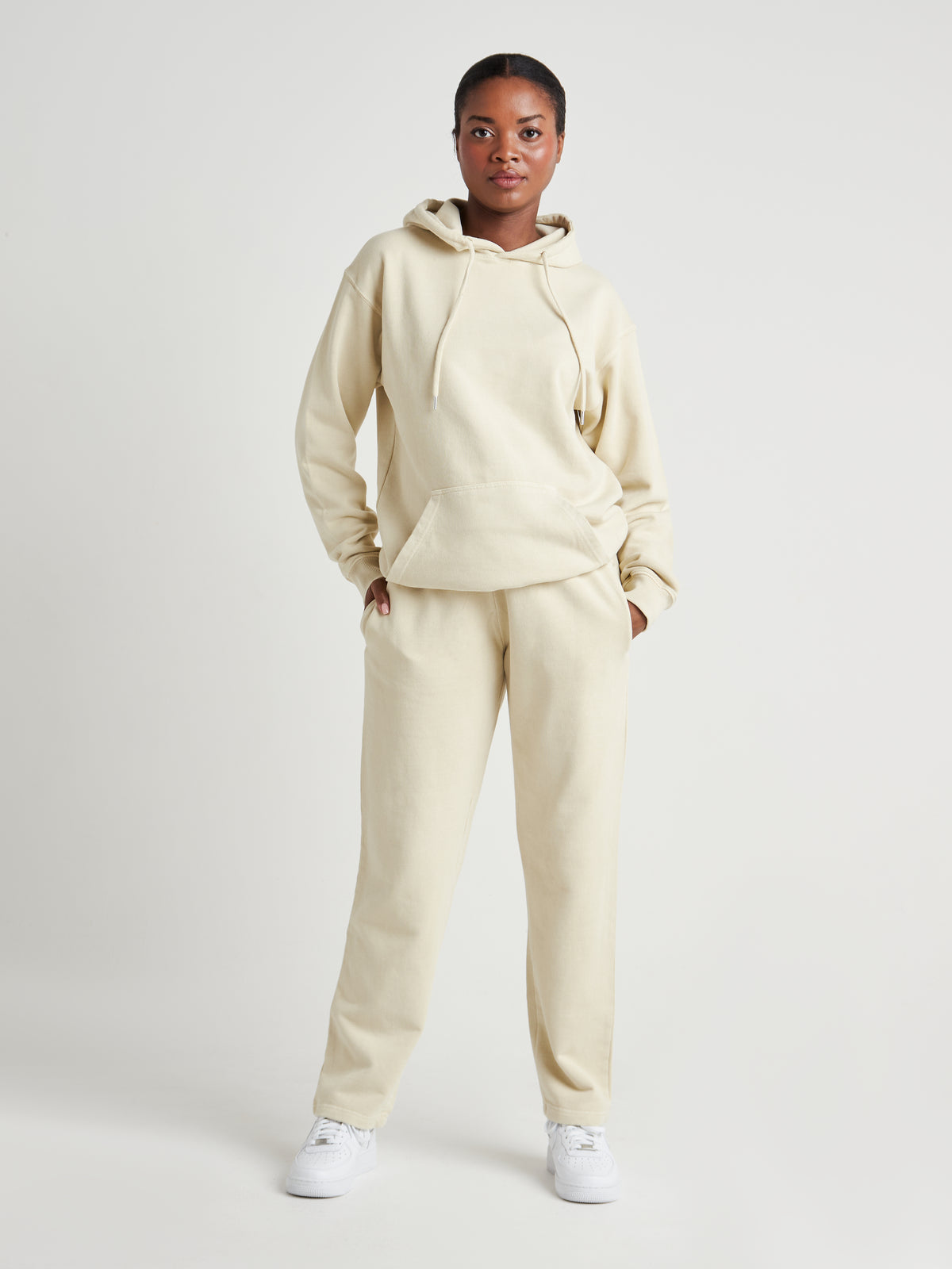 Tailored Straight-Leg Joggers - Cream Pearl Wash